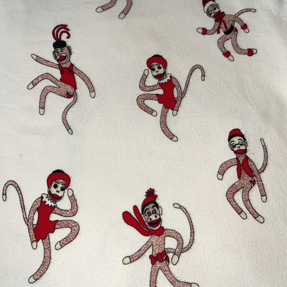 Dancing Sock Monkeys Flannel Top Sheet-Twin The Vermont Country Store